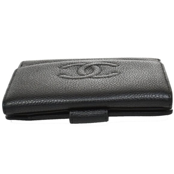 CHANEL CC Logo Bifold Compact Wallet Grained Calfskin Leather Black - Picture 5 of 14
